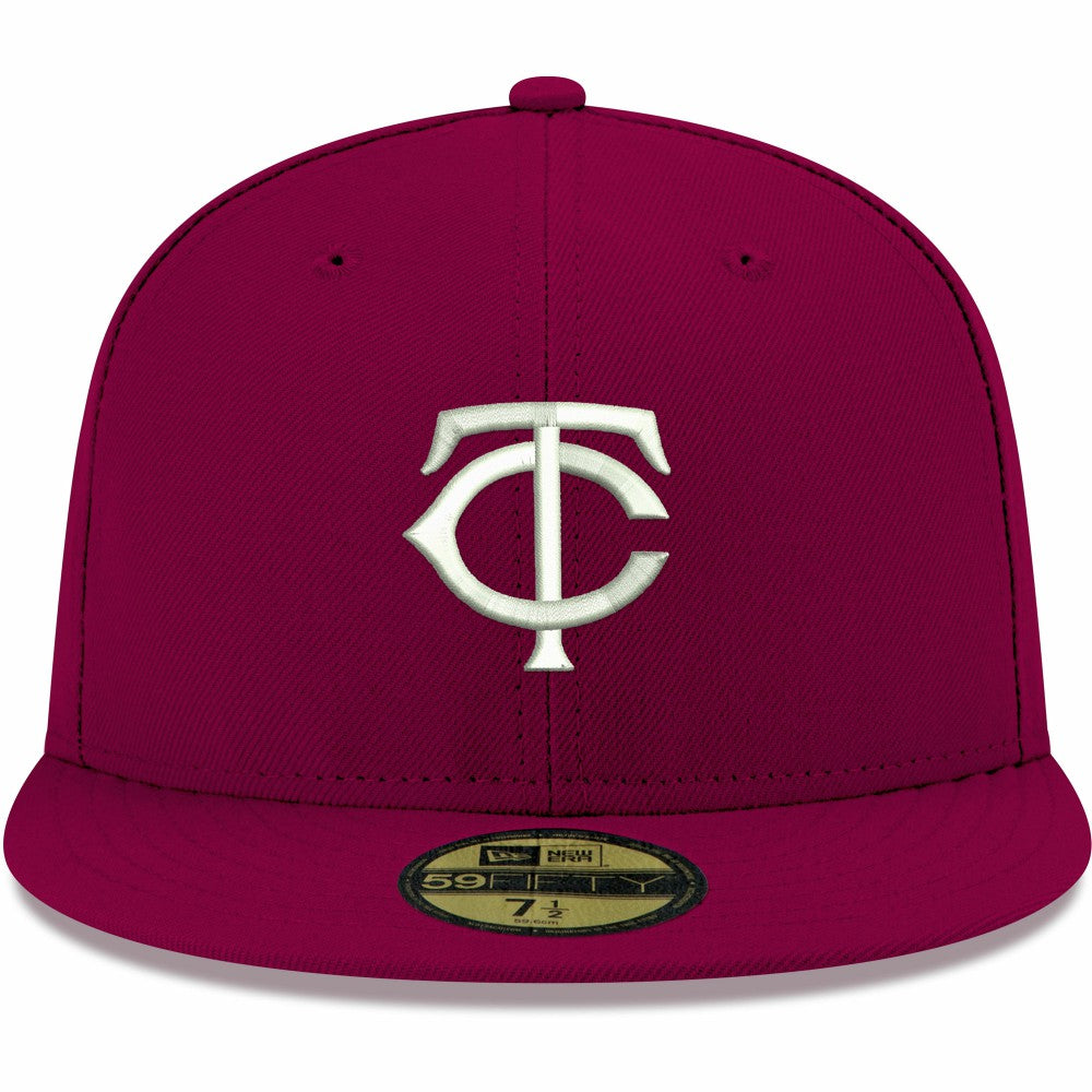 Minnesota Twins New Era White Logo 59FIFTY Fitted Hat - Cardinal Hats
