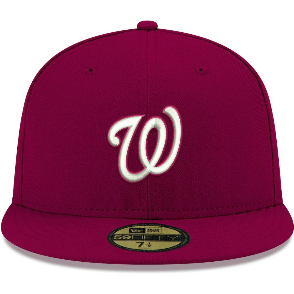 Washington Nationals New Era White Logo 59FIFTY Fitted Hat - Cardinal Hats