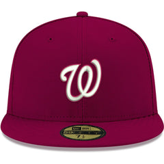 Washington Nationals New Era White Logo 59FIFTY Fitted Hat - Cardinal Hats