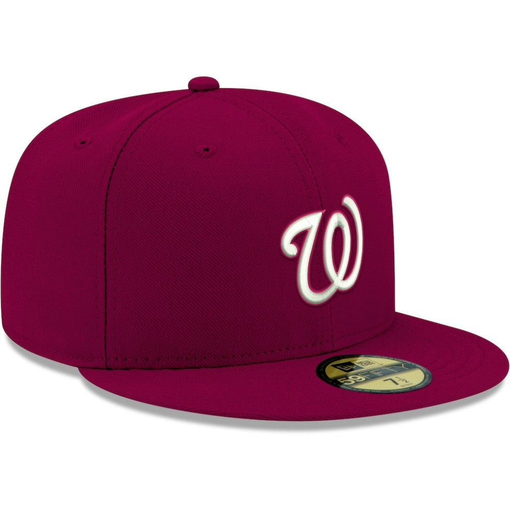 Washington Nationals New Era White Logo 59FIFTY Fitted Hat - Cardinal Hats