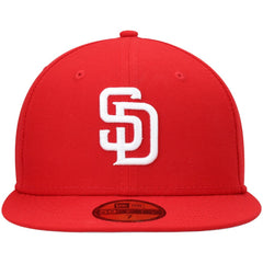 San Diego Padres New Era White Logo 59FIFTY Fitted Hat - Red Hats