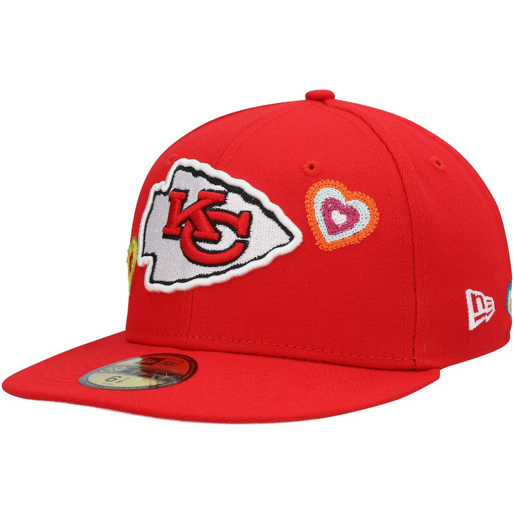 Kansas City Chiefs New Era Chain Stitch Heart 59FIFTY Fitted Hat Red