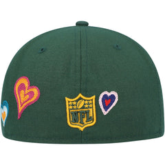 Green Bay Packers New Era Chain Stitch Heart 59FIFTY Fitted Hat Green