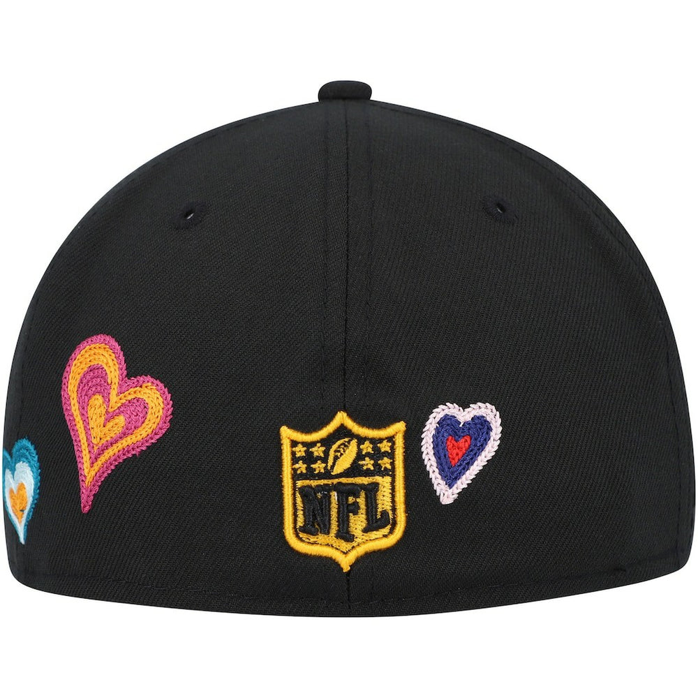 Pittsburgh Steelers New Era Chain Stitch Heart 59FIFTY Fitted Hat Black