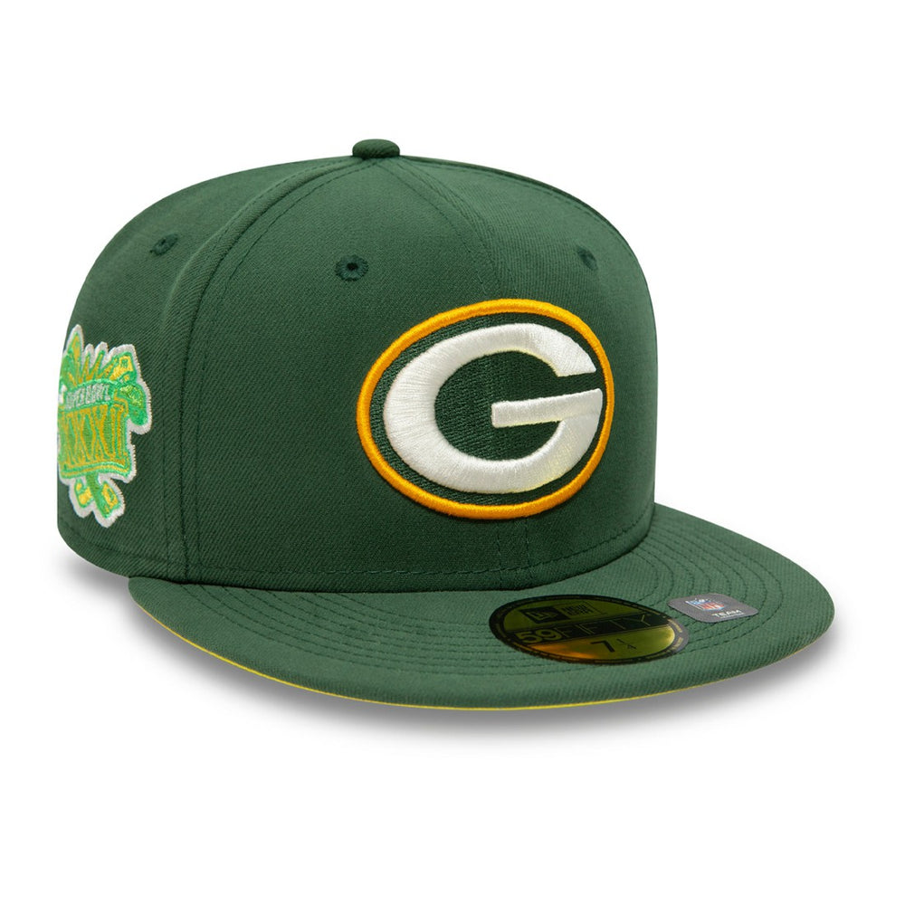 Green Bay Packers New Era Super Bowl XXXI Citrus Pop 59FIFTY Fitted Hat Green
