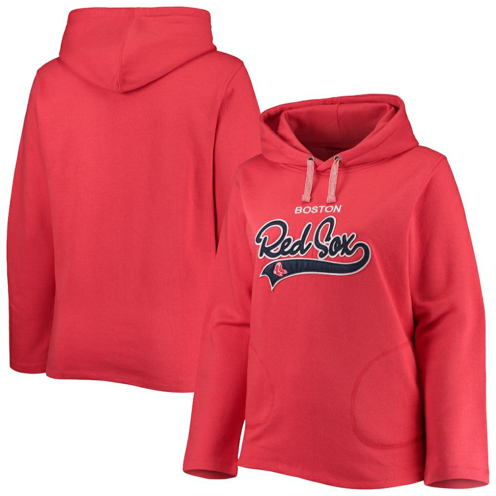 Boston Red Sox Soft as a Grape Women's Plus Size Side Split Pullover Hoodie - Red Hoodies