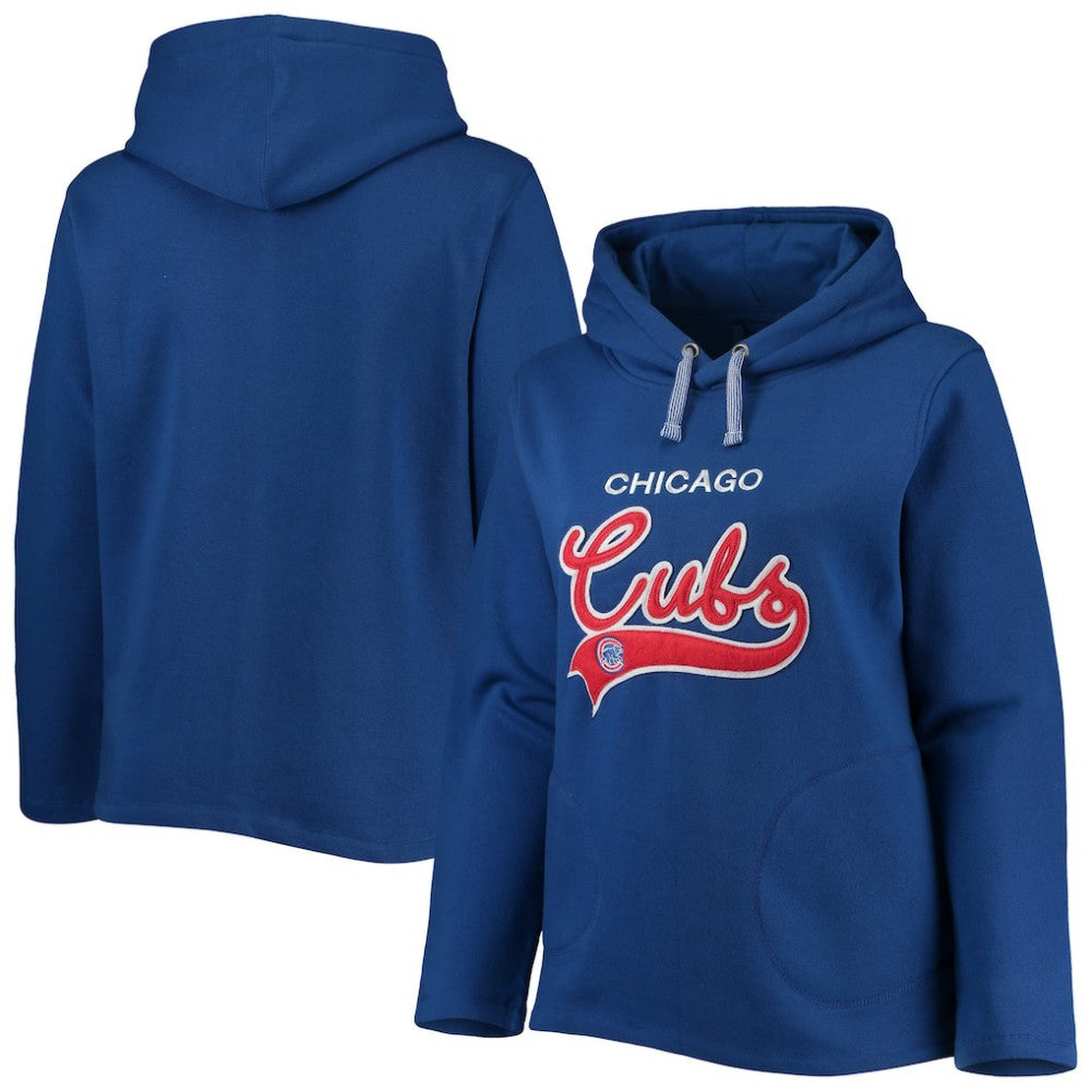 Chicago Cubs Soft as a Grape Women's Plus Size Side Split Pullover Hoodie - Royal Hoodies