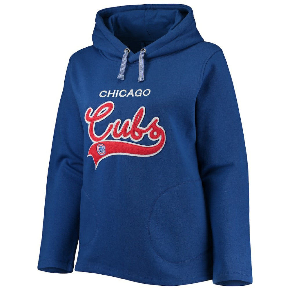 Chicago Cubs Soft as a Grape Women's Plus Size Side Split Pullover Hoodie - Royal Hoodies