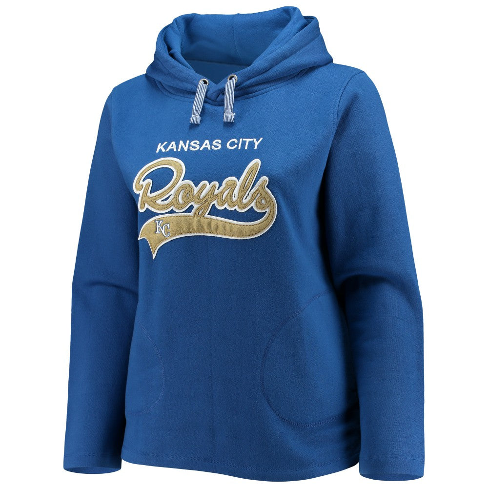 Kansas City Royals Soft as a Grape Women's Plus Size Side Split Pullover Hoodie - Royal Hoodies