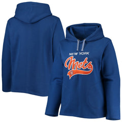 New York Mets Soft as a Grape Women's Plus Size Side Split Pullover Hoodie - Royal Hoodies