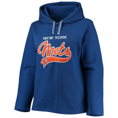 New York Mets Soft as a Grape Women's Plus Size Side Split Pullover Hoodie - Royal Hoodies