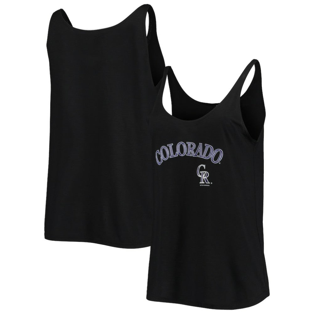Colorado Rockies Soft as a Grape Women's Slouchy Tank Top - Black Tanks