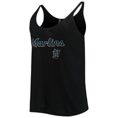Miami Marlins Soft as a Grape Women's Slouchy Tank Top - Black Tanks
