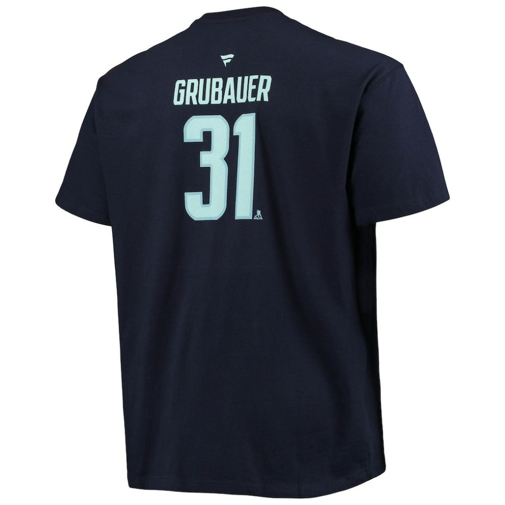 NHL Philipp Grubauer Seattle Kraken Fanatics Big & Tall Name & Number T-Shirt - Deep Sea Blue
