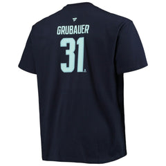 NHL Philipp Grubauer Seattle Kraken Fanatics Big & Tall Name & Number T-Shirt - Deep Sea Blue