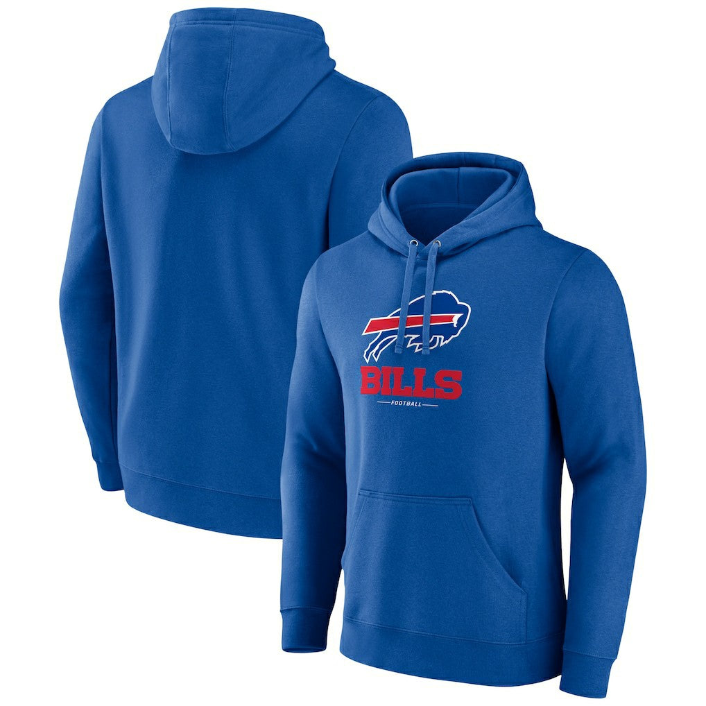Buffalo Bills Logo Team Lockup Fitted Pullover Hoodie Royal