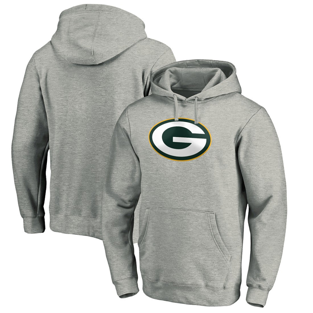 Green Bay Packers Primary Logo Fitted Pullover Hoodie Heather Gray