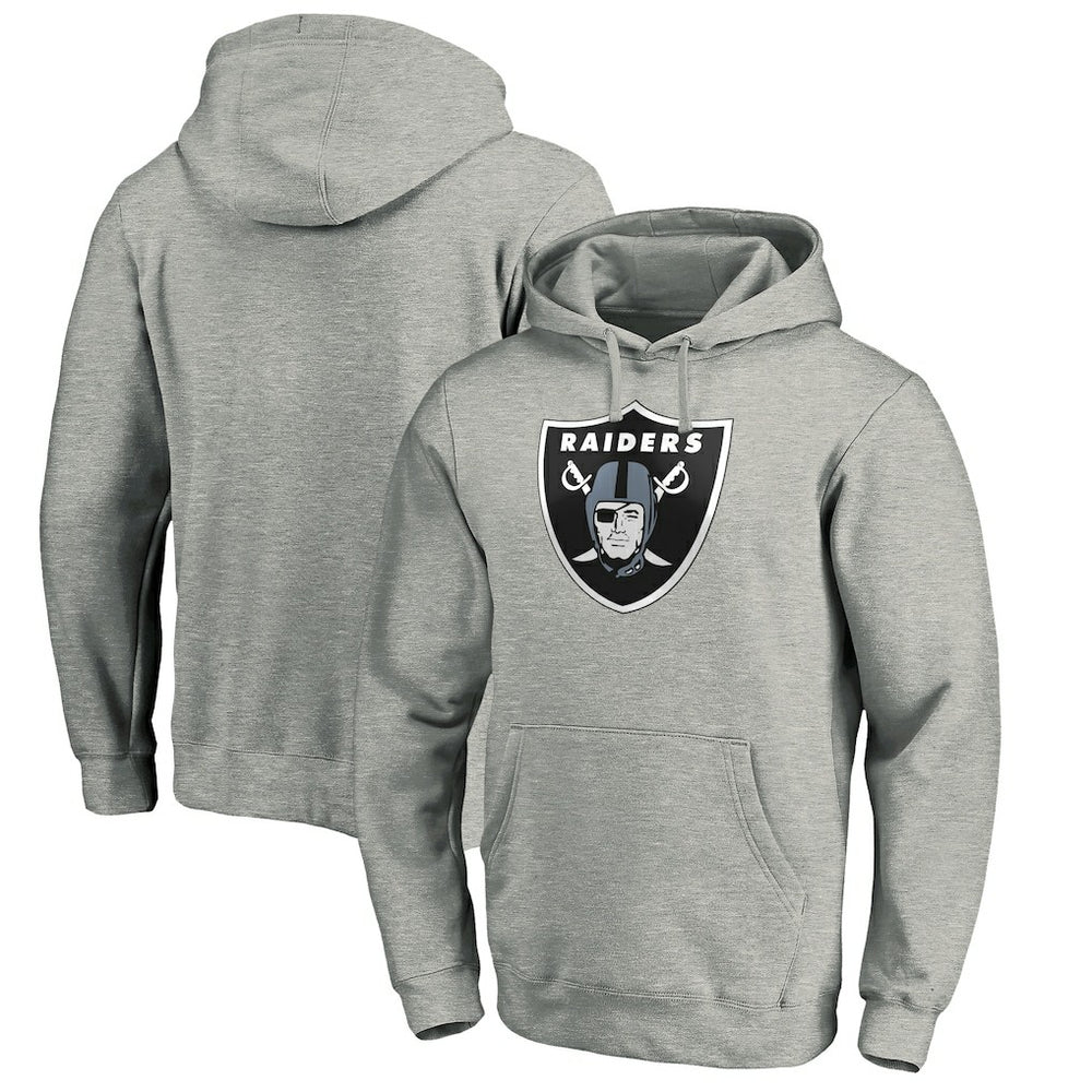 Las Vegas Raiders Primary Logo Fitted Pullover Hoodie Heather Gray