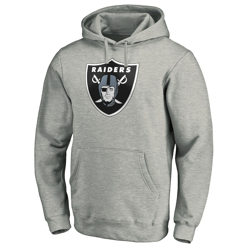 Las Vegas Raiders Primary Logo Fitted Pullover Hoodie Heather Gray