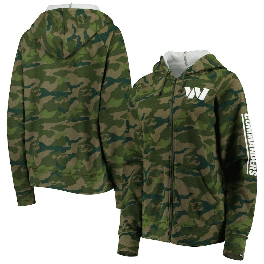 Washington Commanders New Era Women's Raglan Full-Zip Hoodie Camo