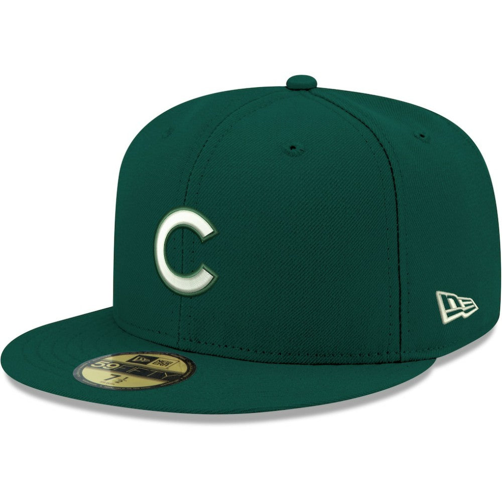 Chicago Cubs New Era White Logo 59FIFTY Fitted Hat - Green Hats