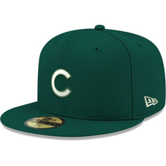 Chicago Cubs New Era White Logo 59FIFTY Fitted Hat - Green Hats