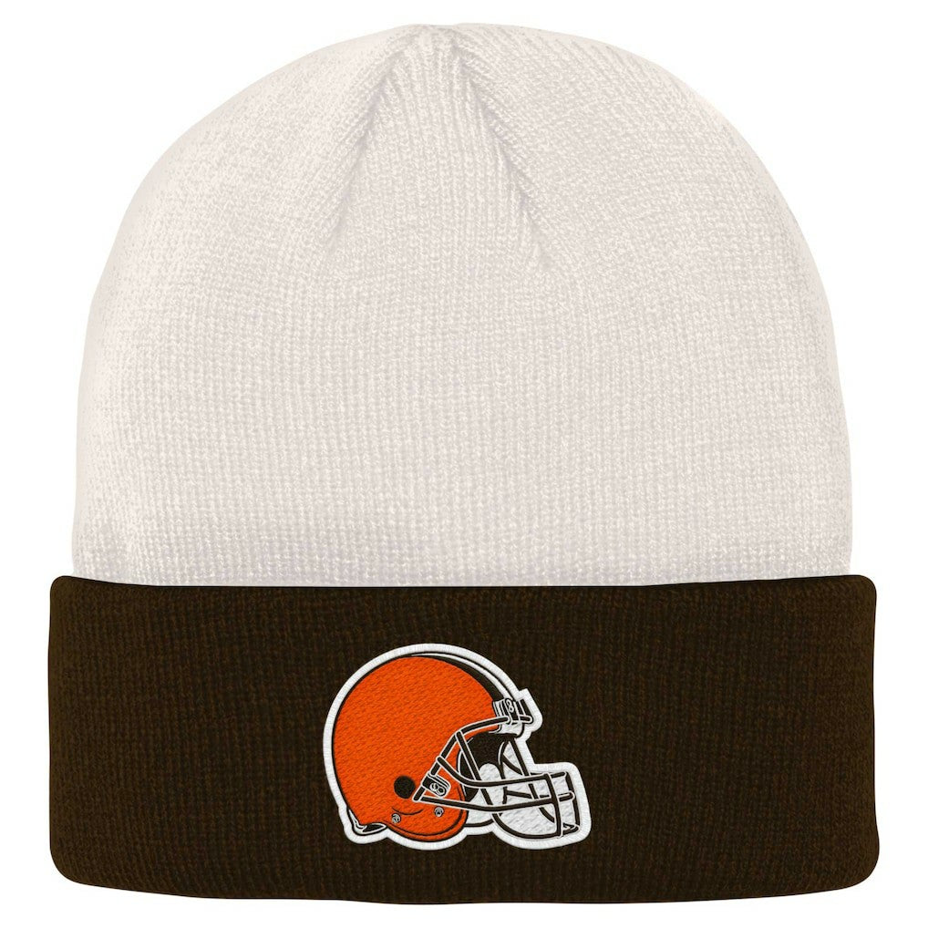 Cleveland Browns Youth Bone Cuffed Knit Hat Cream/Brown