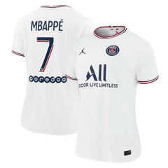 Kylian Mbappé Paris Saint-Germain Jordan Brand Women's 2021/22 Fourth Replica Jersey White