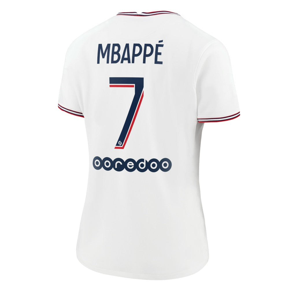 Kylian Mbappé Paris Saint-Germain Jordan Brand Women's 2021/22 Fourth Replica Jersey White