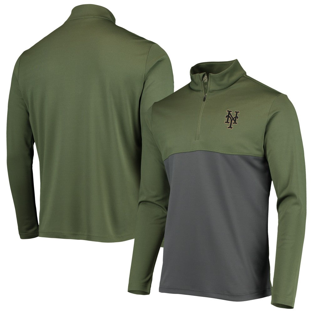 New York Mets Levelwear Delta Pursue Quarter-Zip Jacket - Olive Jackets