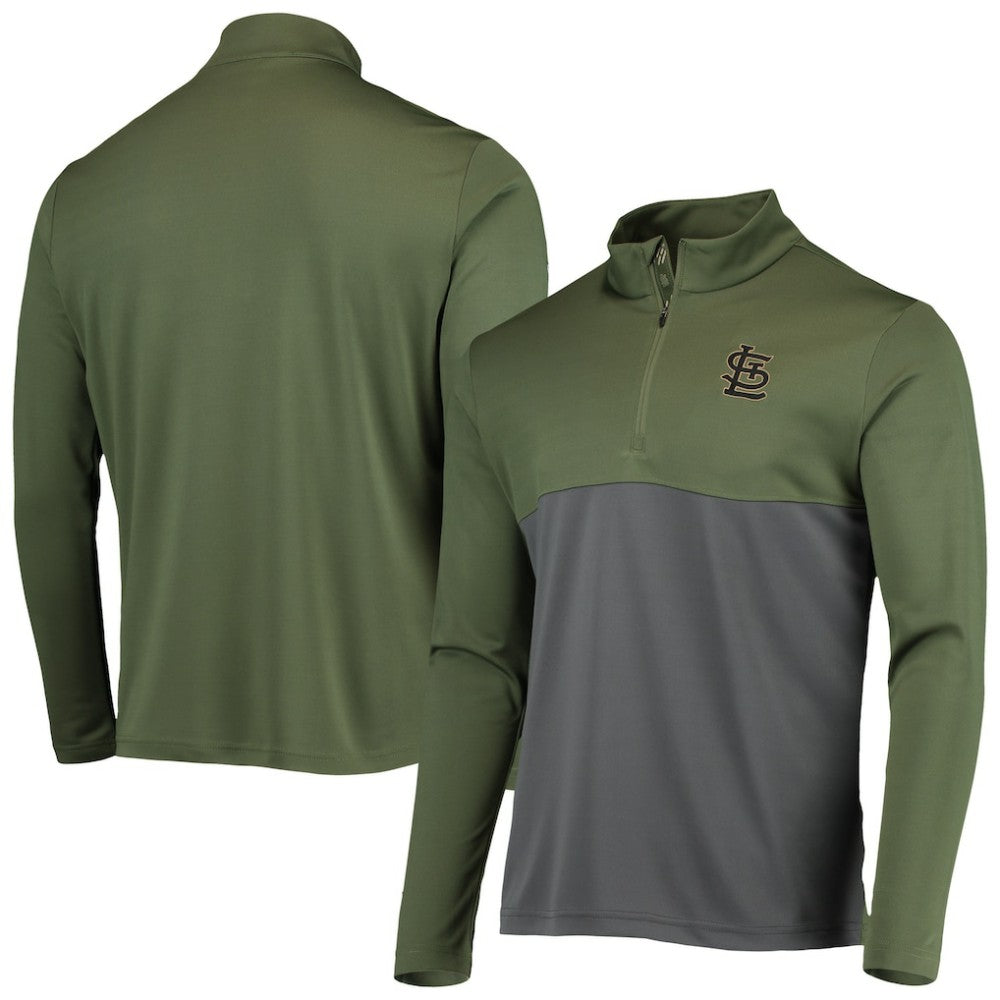 St. Louis Cardinals Levelwear Delta Pursue Quarter-Zip Jacket - Olive Jackets