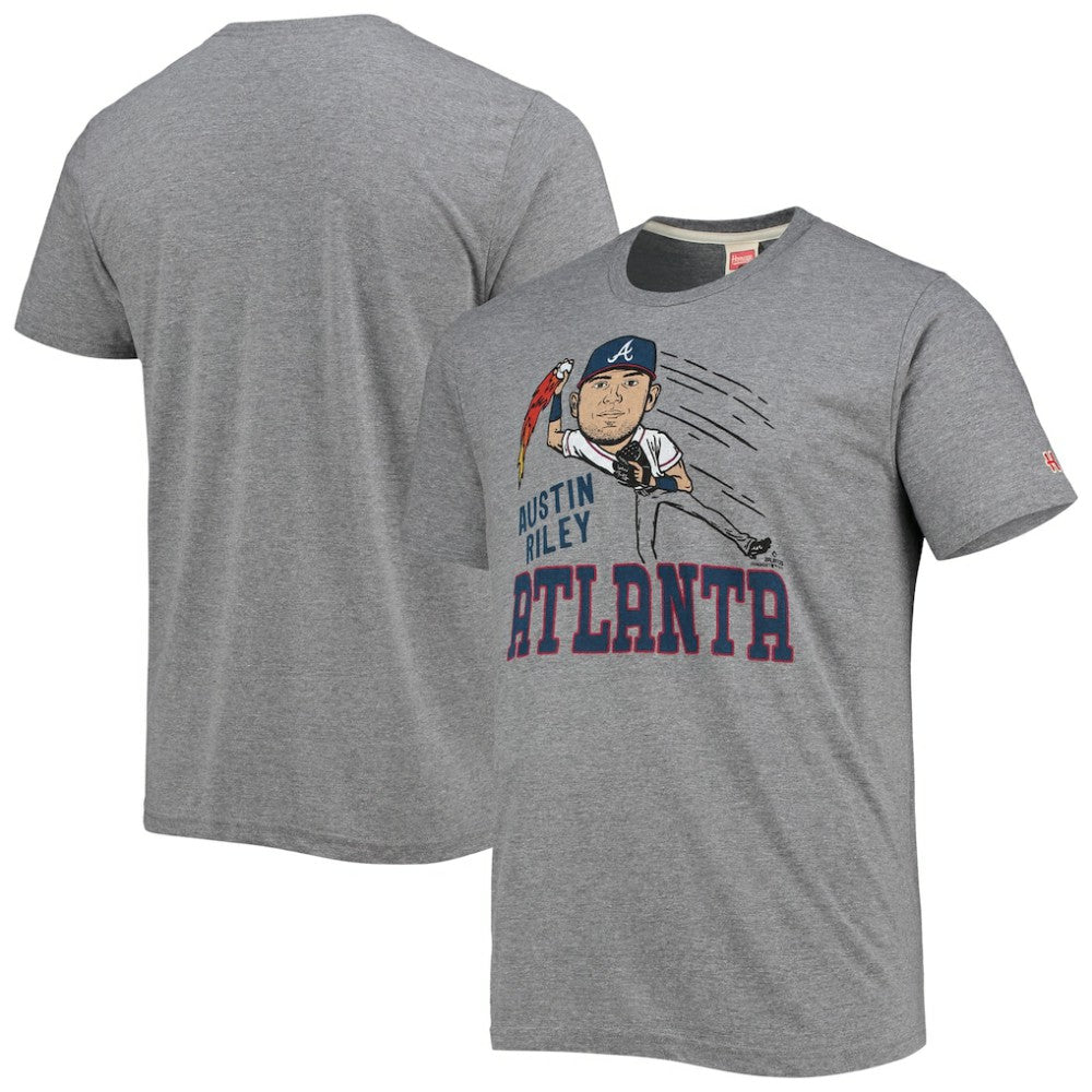 Austin Riley Atlanta Braves Homage Caricature Tri-Blend T-Shirt - Gray T-shirts