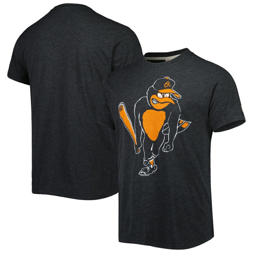 Baltimore Orioles Homage Hand-Drawn Logo Tri-Blend T-Shirt - Charcoal T-shirts