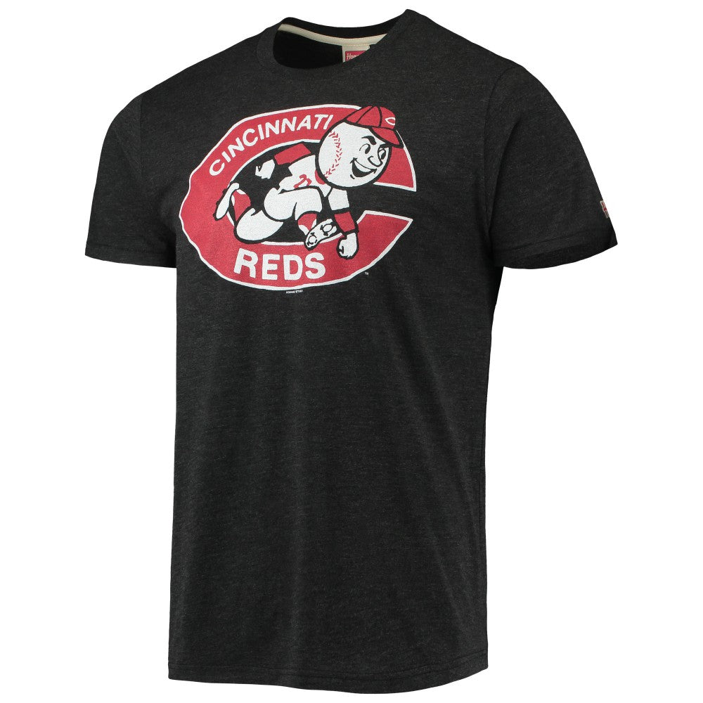 Cincinnati Reds Homage Hand-Drawn Logo Tri-Blend T-Shirt - Charcoal T-shirts