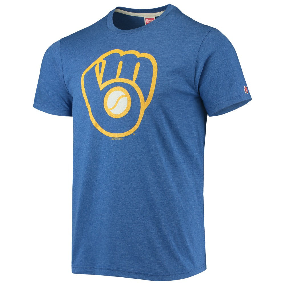 Milwaukee Brewers Homage Hand-Drawn Logo Tri-Blend T-Shirt - Royal T-shirts