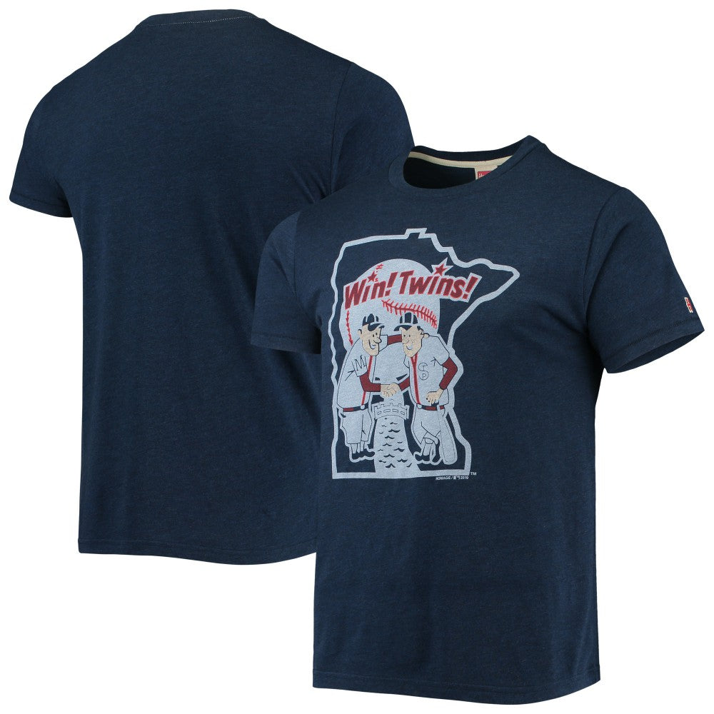 Minnesota Twins Homage Hand-Drawn Logo Tri-Blend T-Shirt - Navy T-shirts