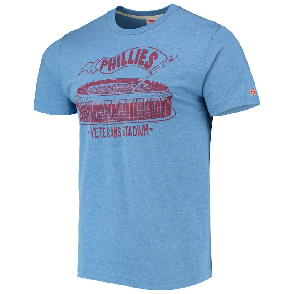 Philadelphia Phillies Homage Veterans Stadium Tri-Blend T-Shirt - Light Blue T-shirts