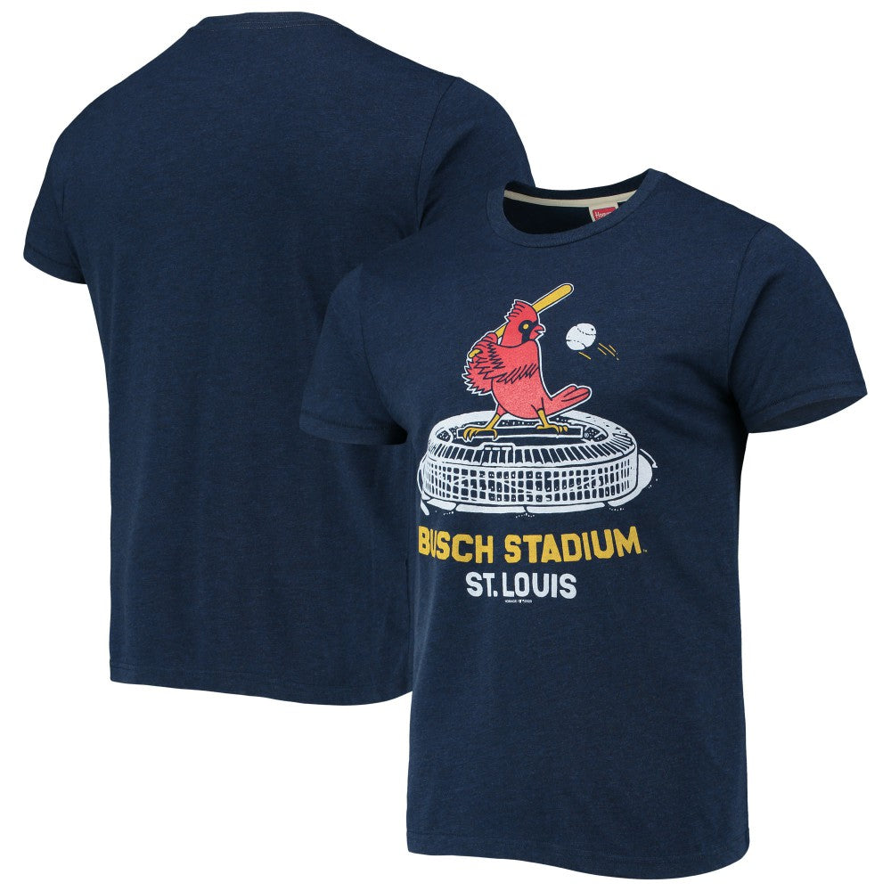 St. Louis Cardinals Homage Busch Stadium Tri-Blend T-Shirt - Navy T-shirts