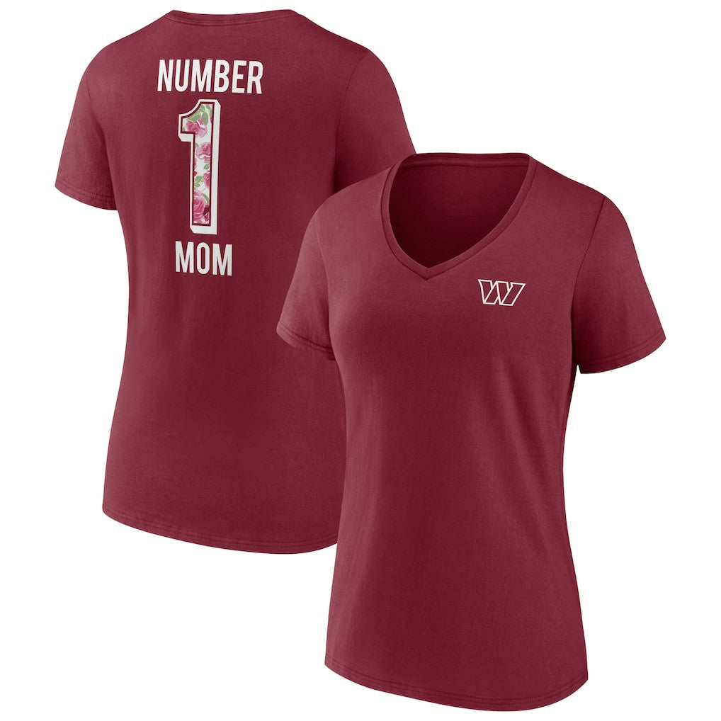 Washington Commanders Women's Team Mother's Day V-Neck T-Shirt Burgundy