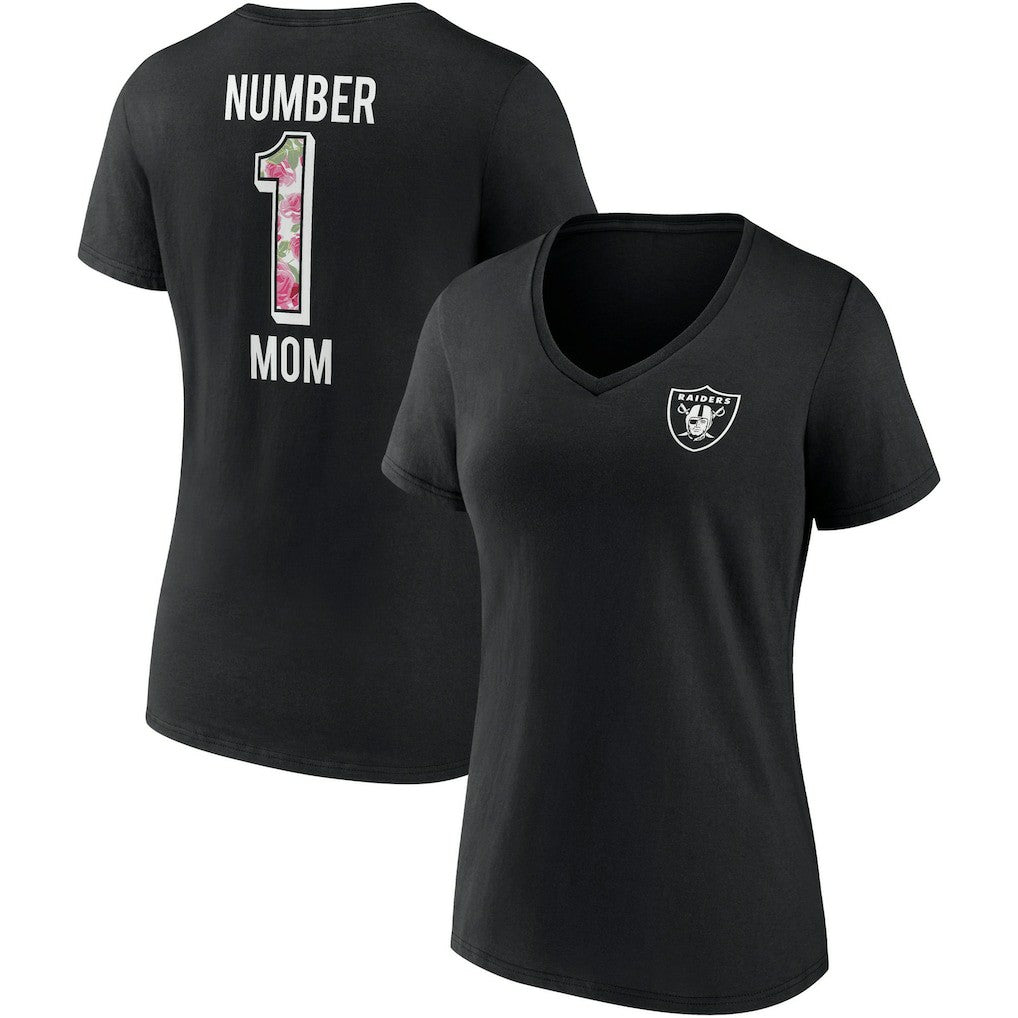 Las Vegas Raiders Women's Team Mother's Day V-Neck T-Shirt Black