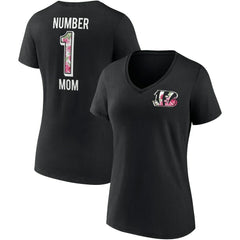 Cincinnati Bengals Women's Team Mother's Day V-Neck T-Shirt Black