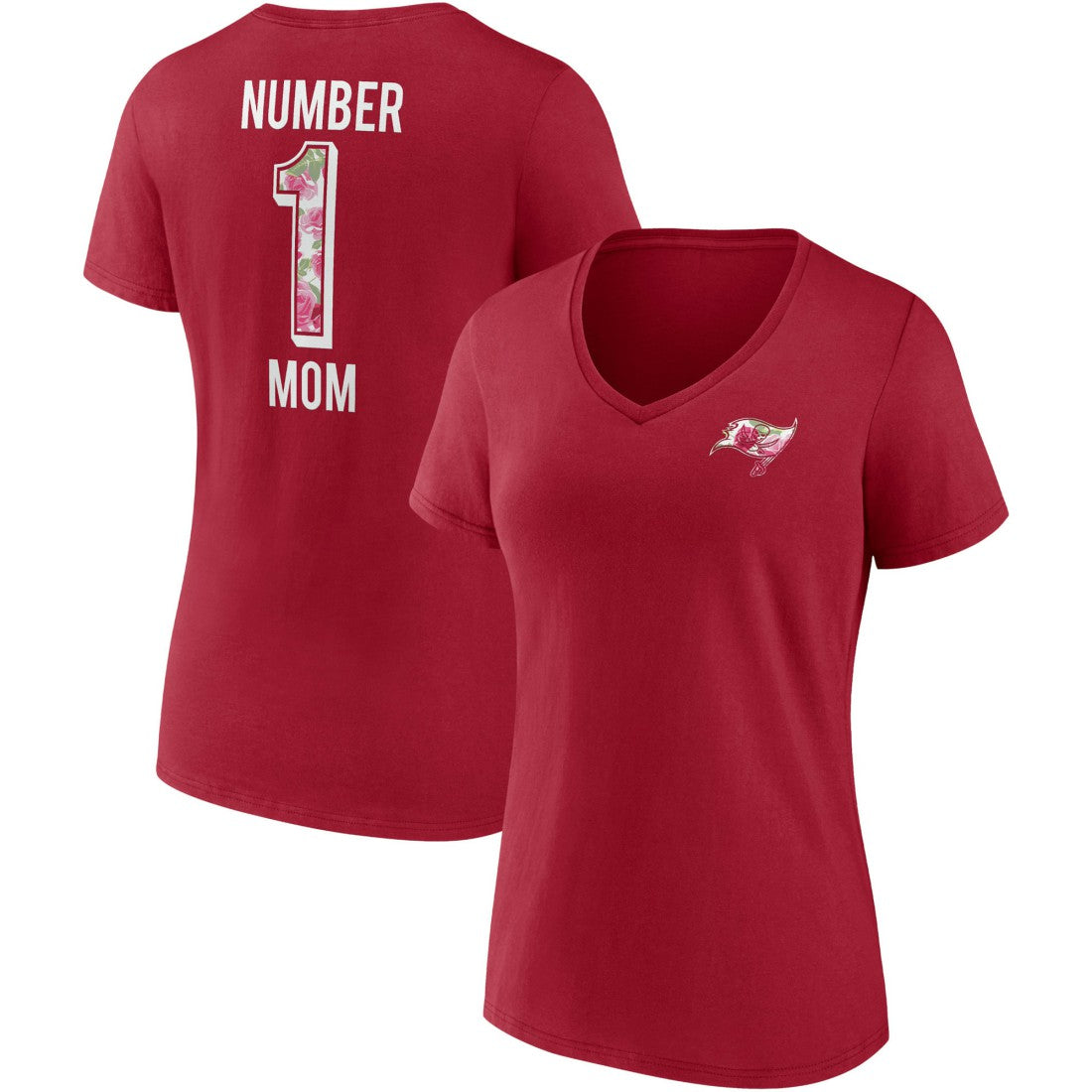 Tampa Bay Buccaneers Women's Team Mother's Day V-Neck T-Shirt Red