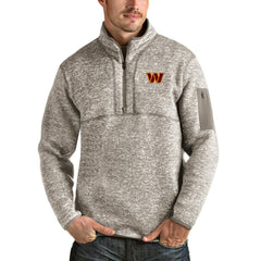 Washington Commanders Antigua Fortune Quarter-Zip Pullover Jacket Oatmeal