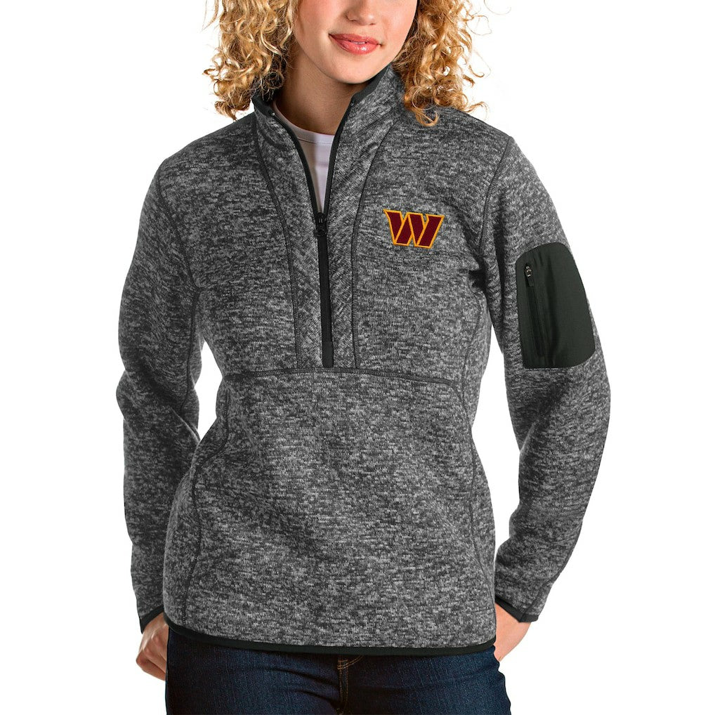 Washington Commanders Antigua Women's Fortune Quarter-Zip Pullover Jacket Heathered Charcoal