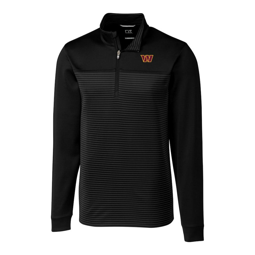 Washington Commanders Cutter & Buck Traverse DryTec Stripe Stretch Quarter-Zip Jacket Black