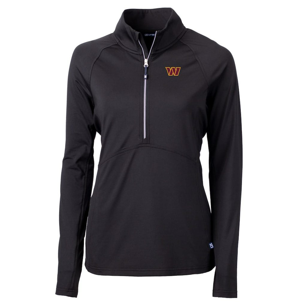 Washington Commanders Cutter & Buck Women's Adapt Eco Knit Stretch Half-Zip Pullover Jacket Black