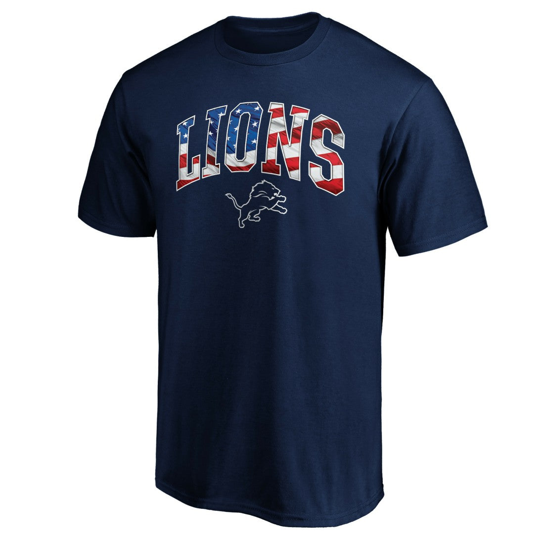 Detroit Lions Banner Wave Logo T-Shirt Navy