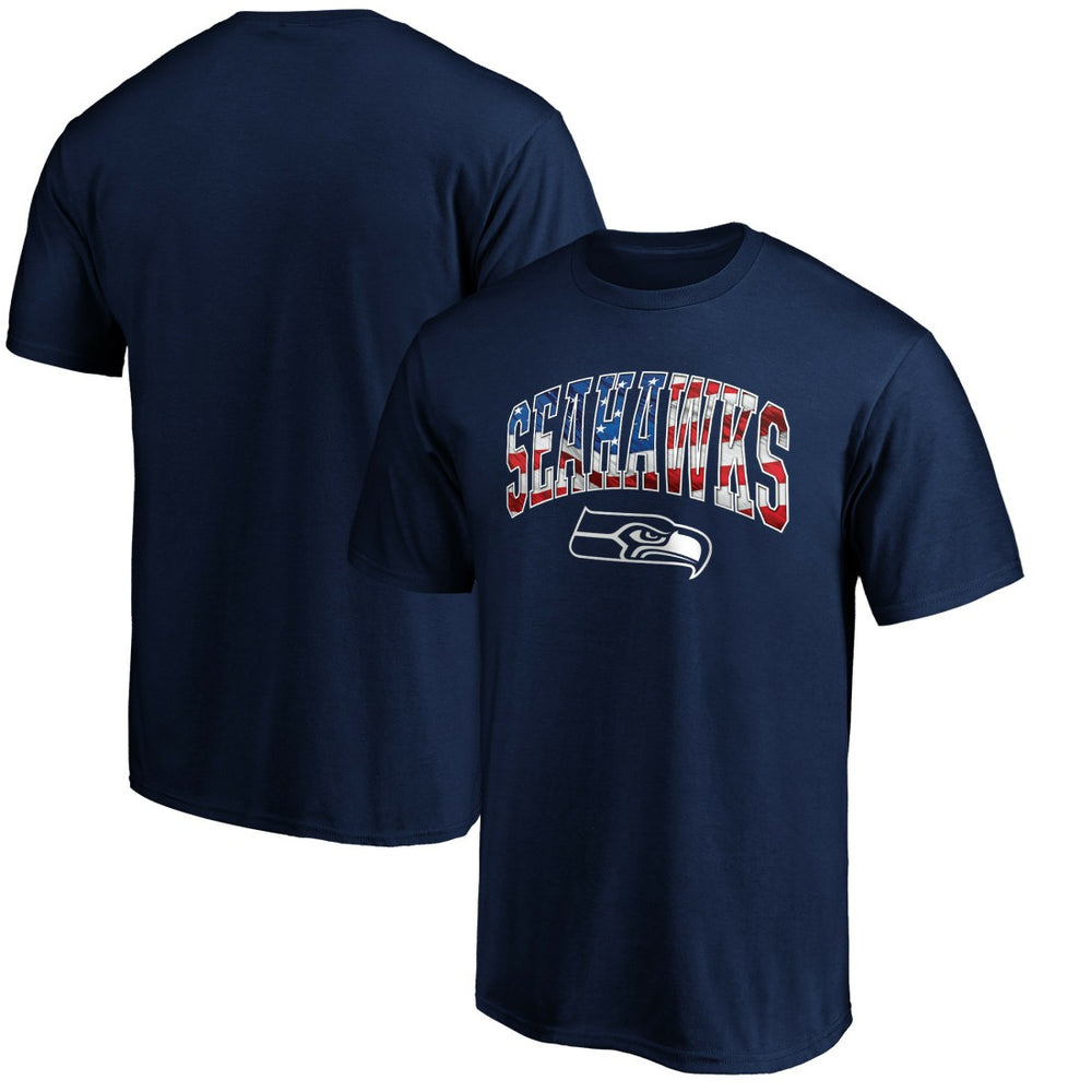Seattle Seahawks Banner Wave Logo T-Shirt College Navy