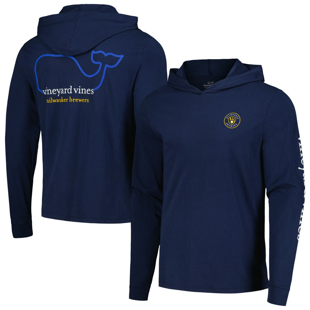 Milwaukee Brewers Vineyard Vines Long Sleeve Hoodie T-Shirt - Navy Hoodies