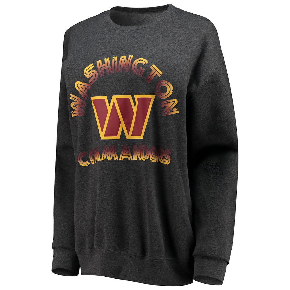 Washington Commanders WEAR by Erin Andrews Women's Oversized Fleece Pullover Sweatshirt Heathered Charcoal
